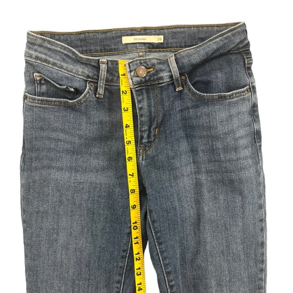 Levis 711 Skinny Jeans Womens Blue Distressed Ripped Frayed Stretch Denim Sz 26 - Picture 10 of 11